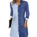 Women's Clothing Striped Color Matching Long Sleeve Comfortable Casual Buckle Mid-length Shirt_ecoleips.com