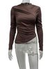 Women's Slimming Pleated Top V Neck Long Sleeve Solid Color European American Style Versatile Commuter Autumn Top_ecoleips.com