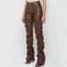 Women's Clothing Fashion Tight PU Leather Trousers Personalized Folded Flared Pants Women's New Style for Four Seasons_ecoleips.com