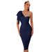 Women's clothing trade station tube top one shoulder mesh bow bandage dress fashionable and elegant party evening dress Dress_ecoleips.com