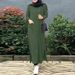 Muslim Dress Women Modest Islamic Dress – Long Sleeve Loose-Fit Side Slit Maxi Dress For Muslim Ladies (Pink/Yellow/Green/Burgundy, S-5XL)_ecoleips.com