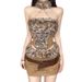 Wasteland Tribe Style Furry Patchwork Set For Women, Slim Fit Backless Tube Top, Low Waist Bodycon Slimming Skirt_ecoleips.com