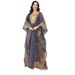 Women's Muslim Robe Fashion Embroidery Beaded Neck Flower Swing Two-piece Dress_ecoleips.com