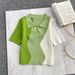 Korean-Style Polo Collar Knit Top – Sweet Color-Block Slim Fit Cropped Sweater For Petite Women, Fall/Winter Essential_ecoleips.com