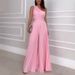 Women's Clothing New Style Elegant Oblique Shoulder Ribbon Pleated Casual Wide Leg Jumpsuit_ecoleips.com