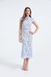 Elegant French Lace Tailored Dress – High Waist Peplum Hem With Floral Embroidery (Short Sleeve, Shirt Collar, Sizes S-3XL, Pink/Sky Blue/Navy)_ecoleips.com