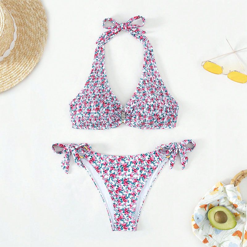 Women's Sexy Floral Bikini Set - High Waist Split Swimsuit For Beach & Pool_ecoleips.com