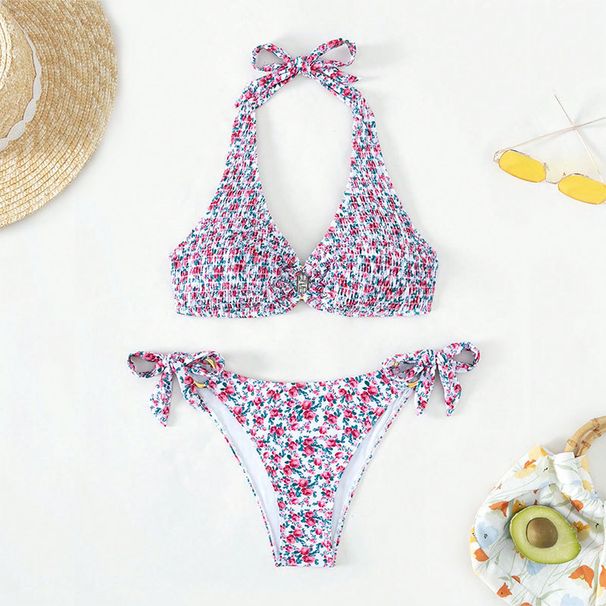 Women's Sexy Floral Bikini Set - High Waist Split Swimsuit For Beach & Pool_ecoleips.com