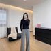 Women's Clothing Slim Fit Long Sleeve T-Shirt Henley Collar Solid Color Inner Layer Top Early Spring Style Flattering Shoulder Half Open Collar_ecoleips.com