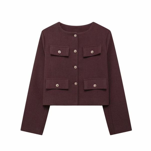 Women's Clothing New Autumn And Winter High End Round Neck Short Jacket For Women_ecoleips.com