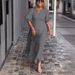 Women's Clothing Summer Macaron Color Puff Sleeve Round Neck A-Line Long Dress Style Casual Hollow Out Women's Clothing_ecoleips.com