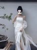 Light Dress Niche High-End Feel 2025 New Bride Exit Wedding Reception Veil Simple Strapless Evening Gown_ecoleips.com