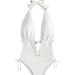 Women's Clothing Swimwear Solid Color Halter Neck Suspenders Sexy Bikini One Piece Swimsuit_ecoleips.com