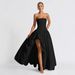 Summer New Arrival Women's Slim Waist Pleated Tutu Skirt Suspender Dress Fresh Temperament Solid Color Lace Low Cut 2025_ecoleips.com
