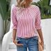 Women's Elegant Striped Printed Round Neck Shirt Fashion Top Style Best Selling New_ecoleips.com