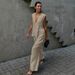 Women's Clothing Women's Cotton V Neck Sleeveless Top And Pants Set Solid Color Elegant Commuter Two Piece Outfit Style_ecoleips.com