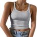 Women's Ribbed Knit Cami Tank Top Scoop Neck Soft Stretch Fabric Summer Crop plus Size Clothes_ecoleips.com