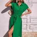 Aria Basics Aria Basics 2024 European And American Cross-Border New Hot Fashion Comfortable Shirt Collar Belt Waist-Cinching Dress For_ecoleips.com
