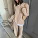 Korean Version Of Casual Fake Two-Piece Autumn Knitted Suit Women's Versatile Sports Top Loose Wide-Leg Two-Piece Set_ecoleips.com