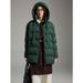 Premium Women's Long Down Coat With Detachable Hood, Warm Winter Jacket, Loose Fit, 95% Goose Feather Fill, Water-Resistant Nylon Shell_ecoleips.com