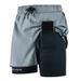 European Size Quick Drying Sports Yoga Ball Shorts Fleece Lined Two Piece Set Summer Casual Fitness Running_ecoleips.com
