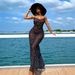 Sexy Mesh Semi-Transparent Long Dress Style Cross Border Trade Polka Dot Hollow Design Halter Neck Open Back Casual Women's Dress_ecoleips.com