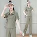 European Trendy Brand Short Sleeve Long Pants Casual Sports Suit For Women Loose Korean Version 2025 Summer Thin_ecoleips.com