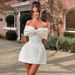 New European And American Summer Style Sweet Slim-Fit Jacquard Strapless Bow Tie Short Dress Wholesale Off-Shoulder_ecoleips.com