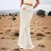 Women's High-Waisted Full Skirt Beachwear Summer Elegant Textured Skirt With Conch Shell Metallic Accessories_ecoleips.com
