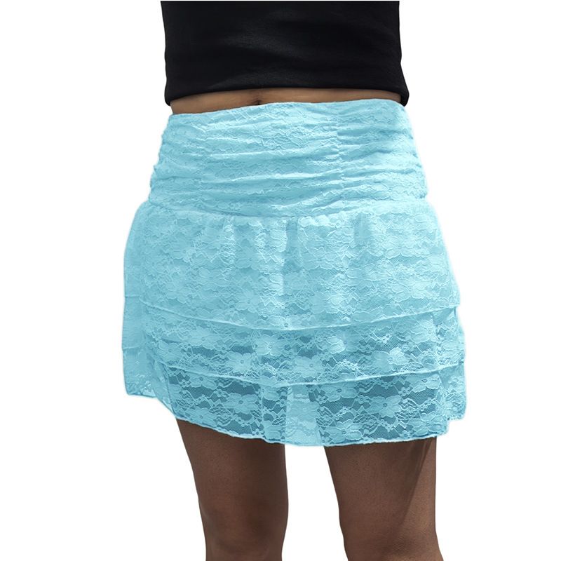 Bohemian Lace Tiered Mini Skirt – Low Waist Sexy Summer Skirt For Women, Floral Embroidery, Stretchy & Comfortable_ecoleips.com
