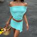 Summer Style Women's Sleeveless Top One Shoulder Tie Backless Design Solid Color Low Waist Slim Skirt_ecoleips.com