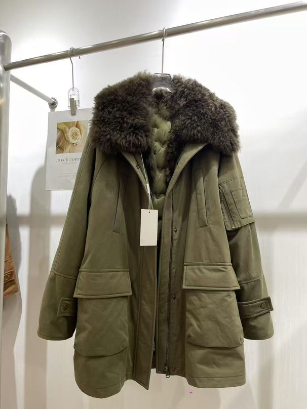 girl Autumn Winter New Tuscan Collar Trench Style Jacket Parka Commuter Casual Women's Fur Down Coat_ecoleips.com