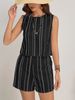 Women's Clothing Summer Casual Striped Sleeveless Fashion Vest Shorts Two Piece Suit_ecoleips.com