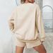 Women's Clothing Women's Casual Two Piece Set Style Long Sleeved Printed Sweatshirt With Drawstring Jogging Shorts_ecoleips.com