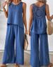 Women's Clothing New Solid Color Back Hollow Lace Wide Leg Pants Casual Fashion Suit_ecoleips.com