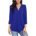 Verve 2025 New Style Elegant Chiffon Women's Button Loose V-neck Three-quarter Sleeve Shirt Top_ecoleips.com