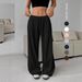 Women's Solid Color Wide Leg Casual Pants Elastic Waist Tie Trousers Independent Station European And American Style Clothing_ecoleips.com