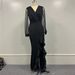 Women's Clothing Hip Wrapped Mid Waist Black Literary Mesh Sequins Temperament Commuter Long Skirt Dress_ecoleips.com