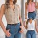 Real Shot Of 2026 Spring/Summer European And American Buttoned V-neck Hollowed-out Sleeveless Top, Vacation Knitwear,_ecoleips.com