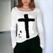 AD047 Cross-border Retro Sexy Hot Girl Cross Print Round Neck Slim-fit T-shirt, Casual, Comfortable, Versatile Top_ecoleips.com