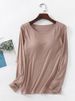 K Long Sleeved Underwear With Chest Cushion, Base Top, Women's Cup One-piece, No Steel Ring T-shirt, Slim Fit_ecoleips.com