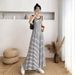 Black And White Sleeveless Striped Dress, 2025 Summer New Style, Elegant, Loose-fitting, Slimming A-line Long Dress_ecoleips.com