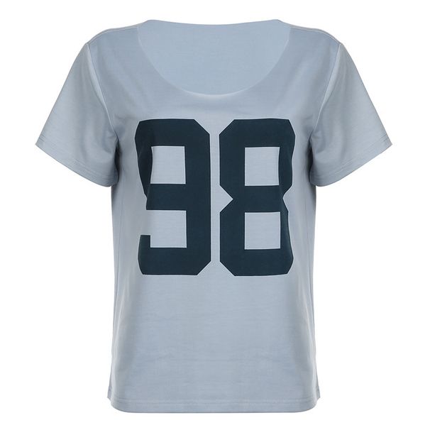 Women's European American Style Digital Print T-Shirt Loose Fit off Shoulder Basic Pullover round Neck Short Sleeve Casual Summer Top_ecoleips.com