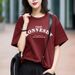Women's New Summer Style Cotton T-Shirt Short Sleeve Breathable Loose Fit Trendy Brand Top with Straight Shoulders Unique American Style_ecoleips.com