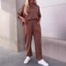 2024 European And American Cross-border Autumn Women's Clothing . Loose Casual Two-piece Set Solid Color Round Neck_ecoleips.com