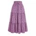 Women's Floral Print Bohemian Wrap Skirt - Elastic Waist A-Line Midi Skirt For Summer Vacation & Casual Wear_ecoleips.com