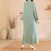 Women's Clothing Modest Abaya Dress Elegant V-Neck Embroidered Abaya Dress In Light Green – Modest Long Sleeve Muslim Gown (Middle Eastern Style)_ecoleips.com