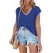 2026 Summer New Cross-Border European And American Women's Pullover V-Neck Short Sleeve Striped Knitted Sweater_ecoleips.com