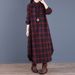 Women's Korean Style Patchwork Plaid Shirt Dress Loose Fitting Collar Long Sleeved Mid Length Cotton Linen Spring New_ecoleips.com