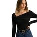 Voya European American Sexy Hot Girl Long-sleeve Women, New Korean Style For Spring Autumn, With A Slanted Collar And Pleated_ecoleips.com